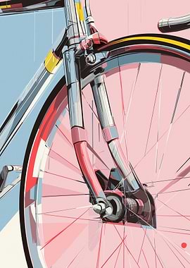 Close-up of a Bicycle Front Fork and Wheel