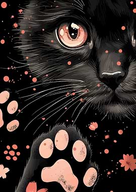 Black Cat with Pink Accents
