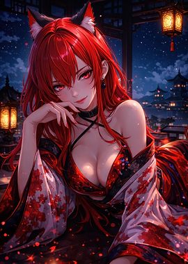 Anime Fox Girl in Kimono