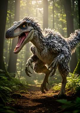 Feathered Dinosaur in Forest