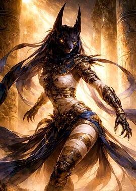 Anubis Warrior in Egyptian Temple