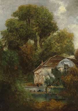 Impressionist Landscape with House and Trees