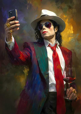 Michael Jackson Selfie with Wine