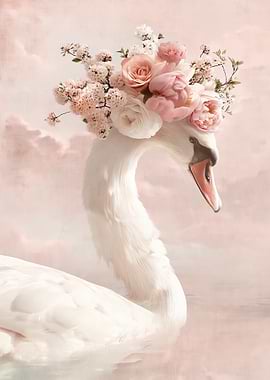 Swan with Floral Crown