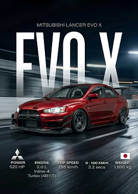 sport Mitsubishi Lancer Evo X Poster