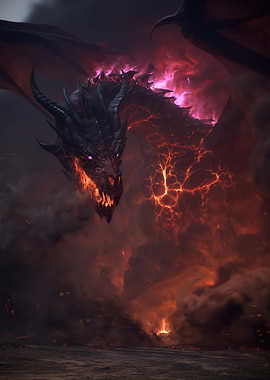 Fiery Dragon Emerging from Smoke
