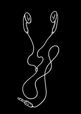 White Earbuds on Black Background