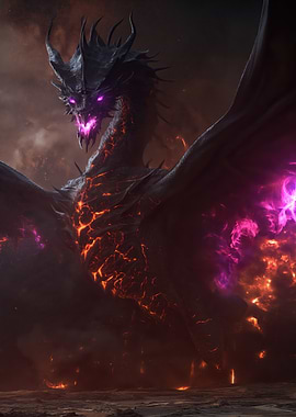 Fiery Dragon with Purple Energy