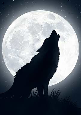 Wolf howling at the moon
