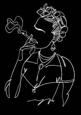 Woman Smoking Line Art