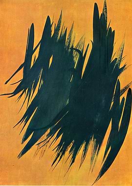 Abstract Dark Brush Strokes on Orange Background