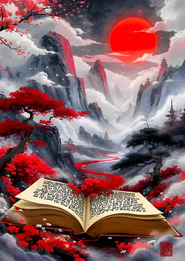 Open Book in a Mystical Landscape