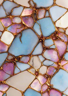 Abstract Blue Purple Gold Marble
