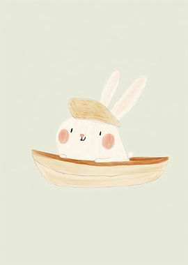 Cute Bunny in a Boat
