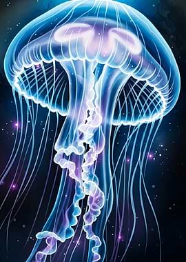 Glowing Jellyfish in Deep Space