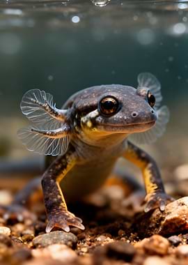 Axolotl larva underwater