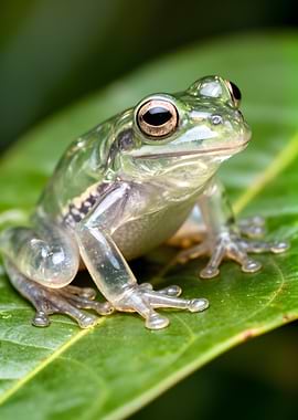 Glass Frog on a Leaf