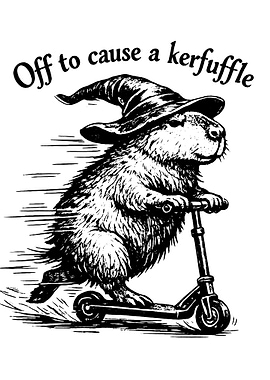 Capybara on a Scooter with a Witch Hat