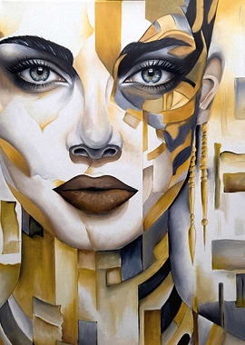 Abstract Oil painting Portrait of a Woman