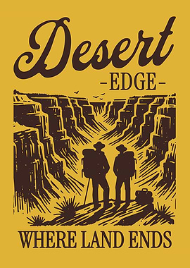 Desert Edge Poster Vintage Engraving Canyon Landscape Western Travel Rustic Wall Art