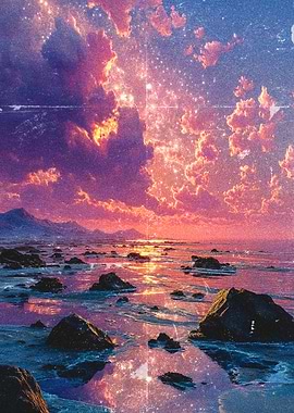 Sunset Over Rocky Coastline