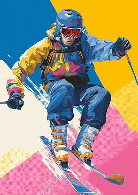 Skier in Colorful Jacket