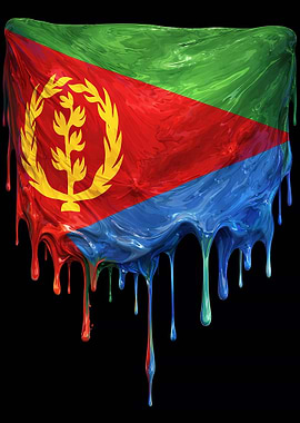Eritrean Flag Dripping Paint