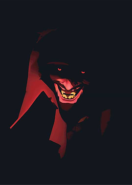 Scary Vampire with Red Eyes and Sharp Teeth