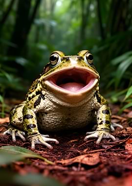 Close-up of a frog with mouth open