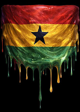 Ghana Flag Dripping Paint