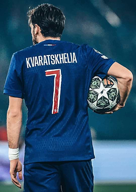 Football Player Kvaratskhelia with Ball