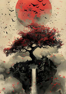 Floating Island Tree Waterfall