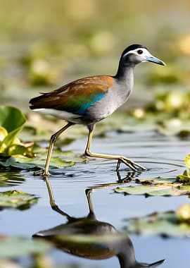 African Jacana Walking on Water