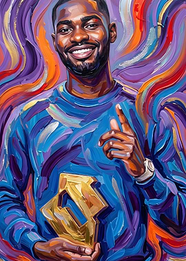 Portrait of a smiling man holding an award