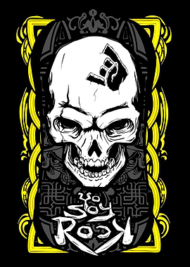 Skull with Rock On Hand Gesture