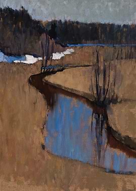 Winding River in a Spring Landscape