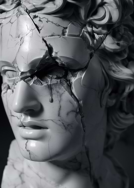 Cracked Marble Bust with Tear