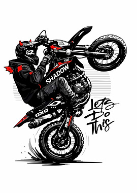 Motorcyclist Performing a Wheelie