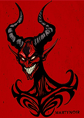 Demonic Figure with Horns