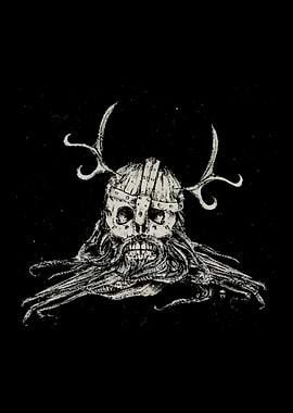 Viking Skull with Antlers