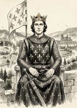 King in Armor with Fleur-de-lis