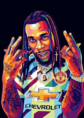 Burna Boy in Manchester United Jersey
