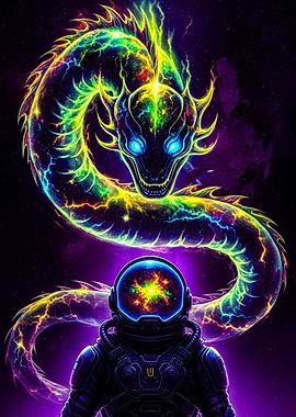Astronaut and Cosmic Dragon