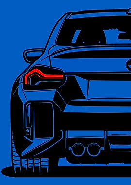 Blue Car Rear View Illustration