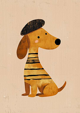 Dachshund Dog Wearing a Beret
