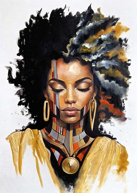 Portrait of a Woman with Tribal Markings