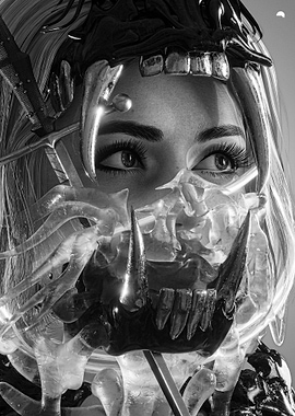 Cyberpunk Woman with Spiked Mask