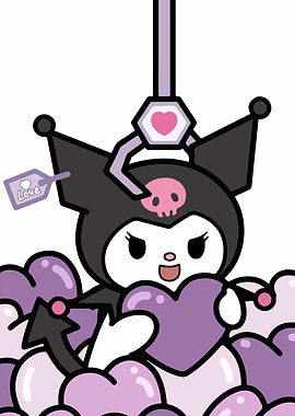 Kuromi with Heart and Love Tag