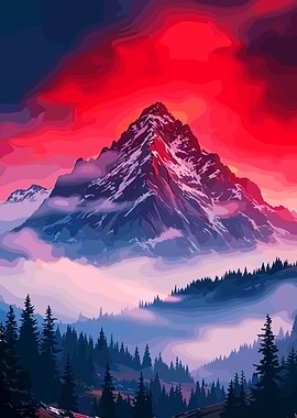 Dramatic Mountain Sunset
