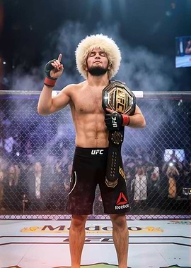 Khabib Nurmagomedov with UFC Championship Belt